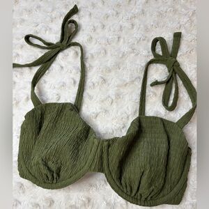 Abercrombie & Fitch NWT Curve Love Olive Green Tie Strap Underwire Swim Top XXS